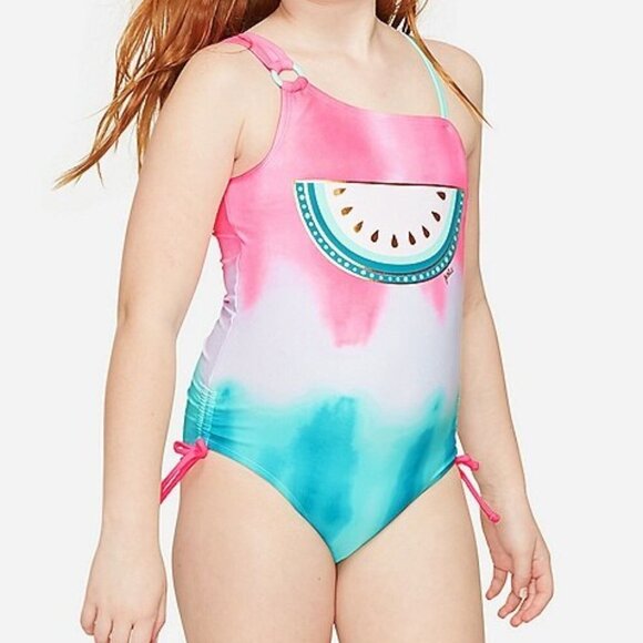 Watermelon tie dye color changing one shoulder